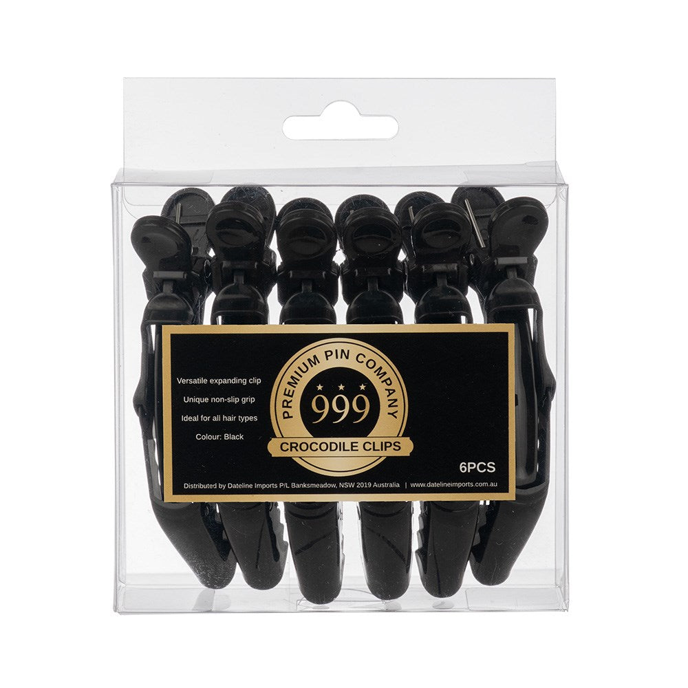 999 Crocodile Clips Large Black 6pc
