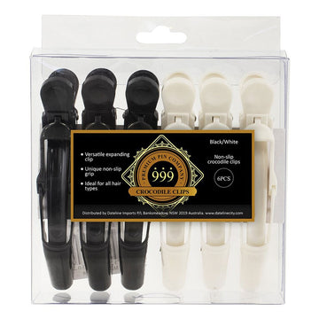 999 Crocodile Clips Large Black & White 6pc