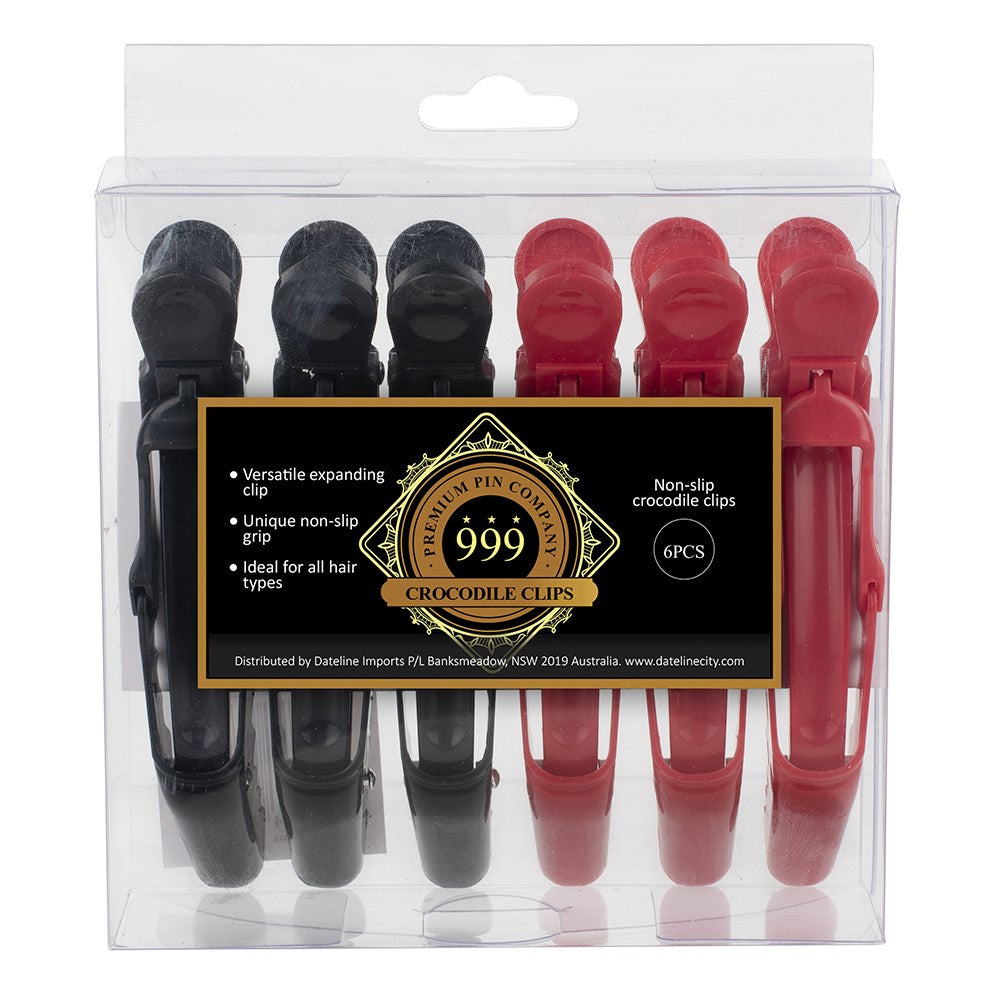 999 Crocodile Clips Large Black & Red 6pc