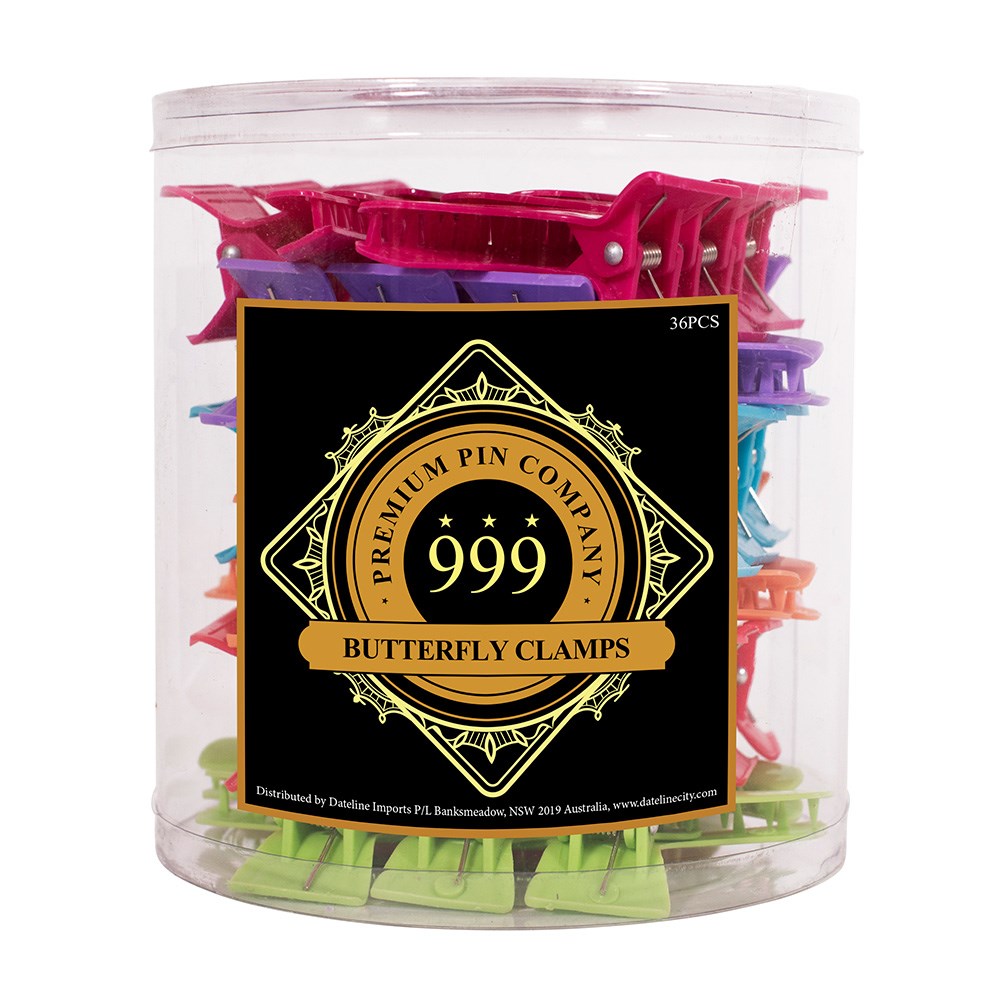 999 Premium Pin Co. Butterfly Clamps Large Assorted Colour 36 Pack