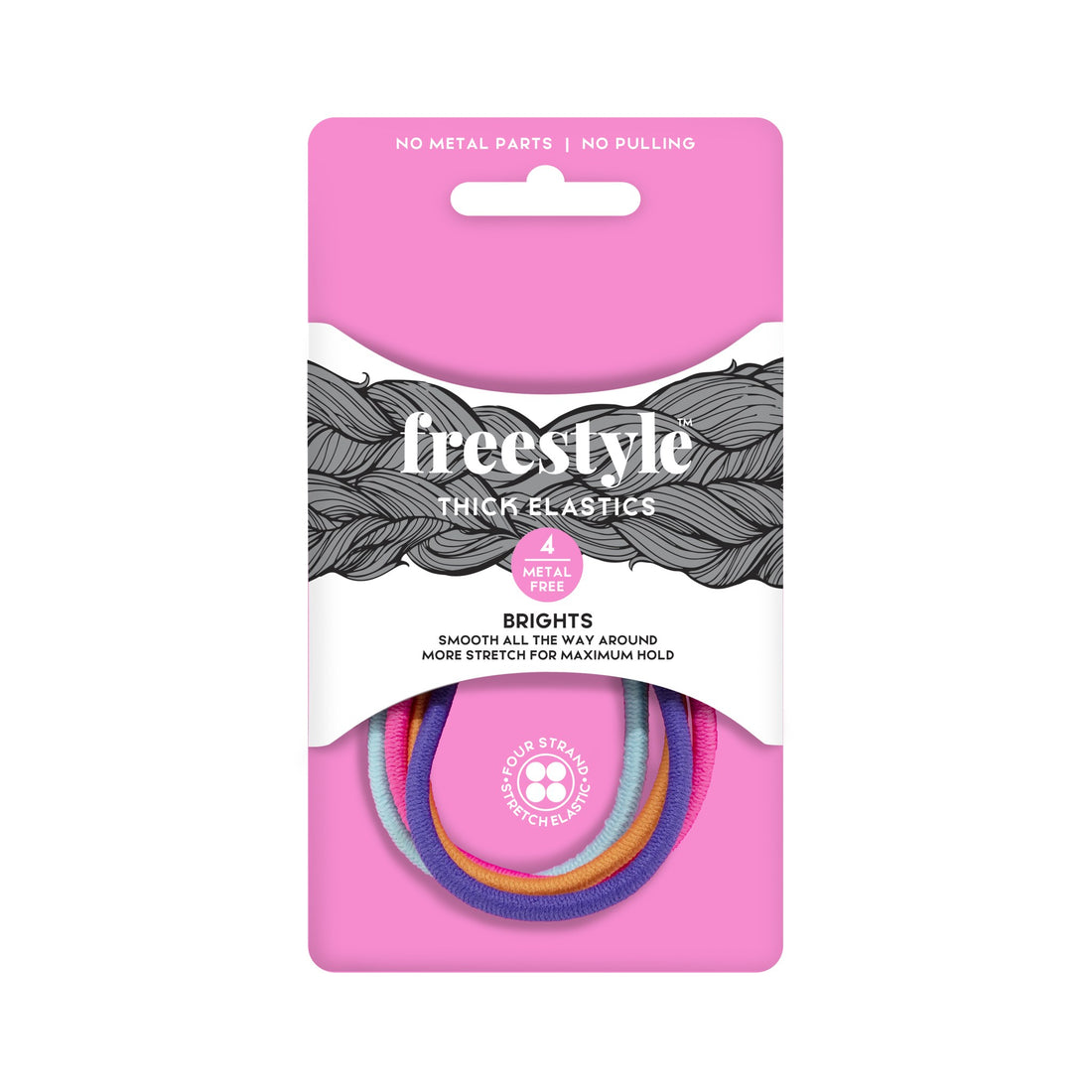 Freestyle Metal Free Thick Elastics 4pc- Brights