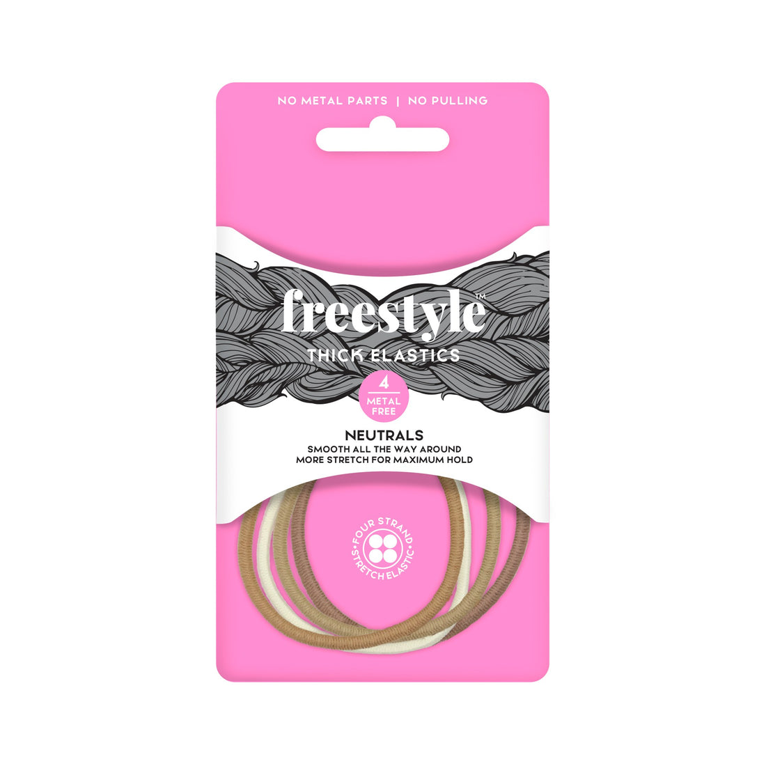 Freestyle Metal Free Thick Elastics 4pc- Neutrals