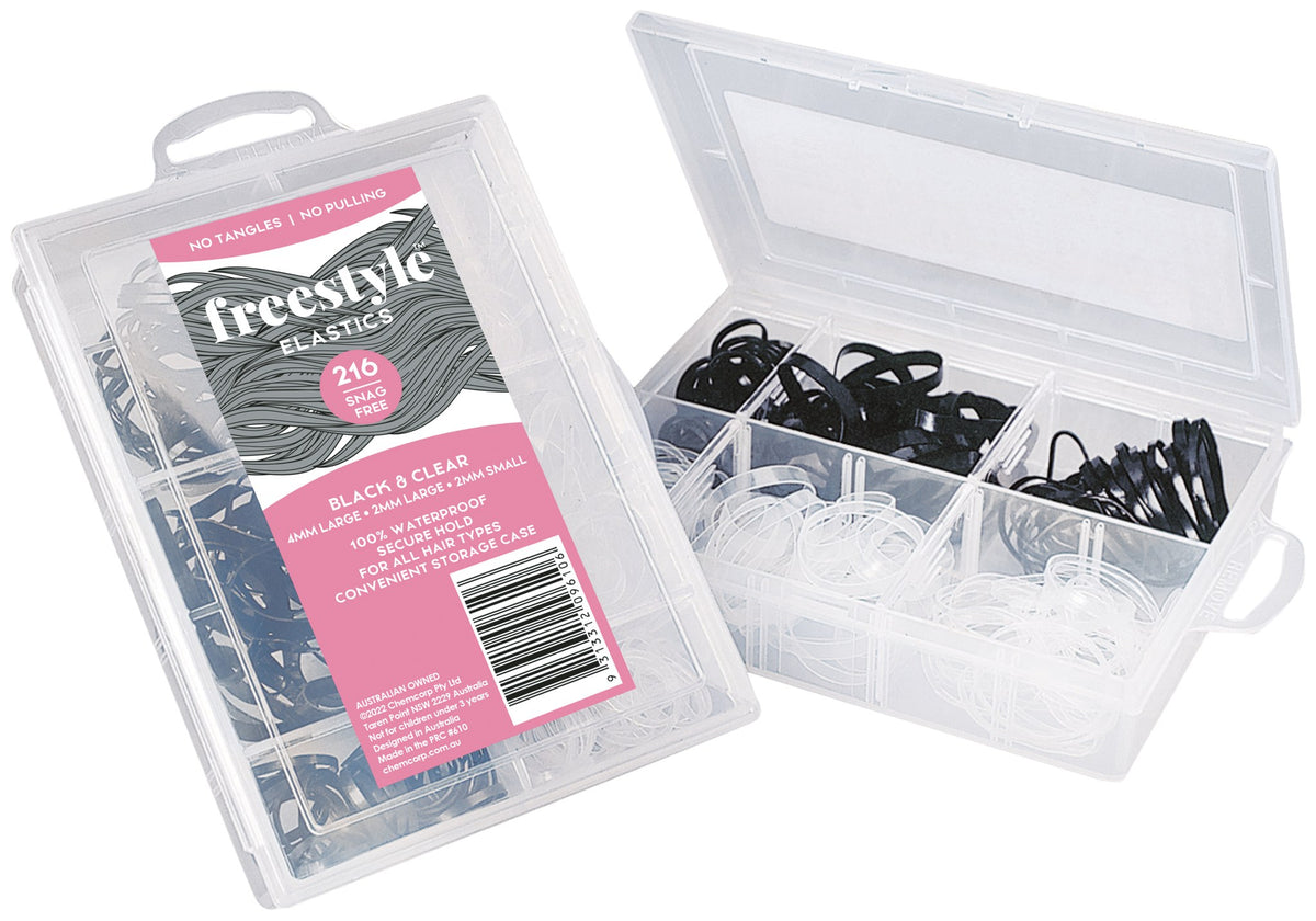 Freestyle Snag Free Elastics 216 Pack With Storage Case