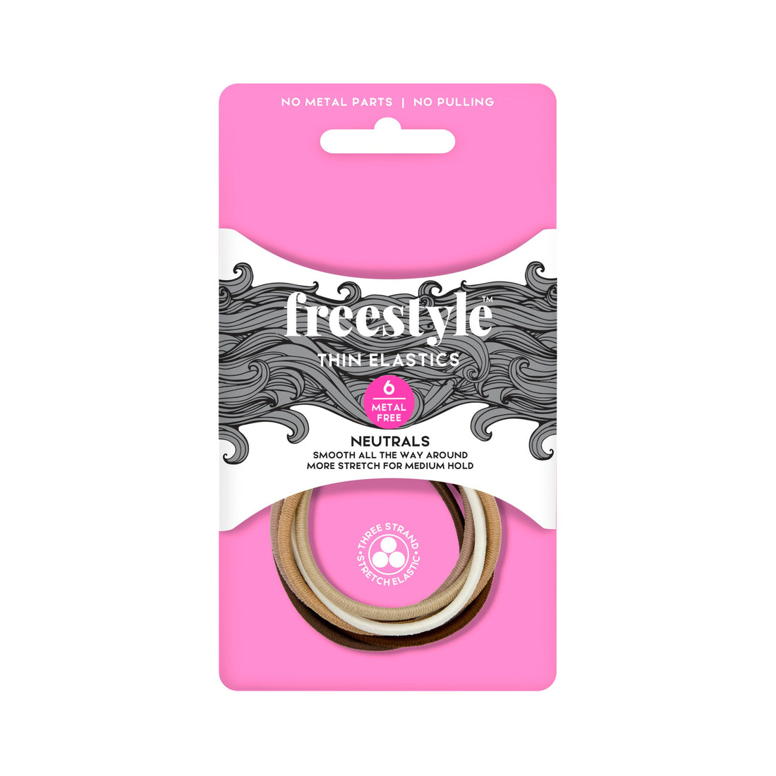 Freestyle Metal Free Thin Elastics 6 Pack - Neutrals