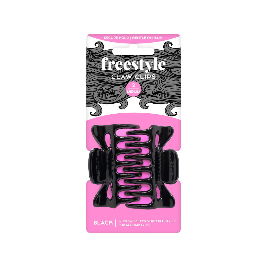 Freestyle Claw Clip Medium 2 Pack -Black