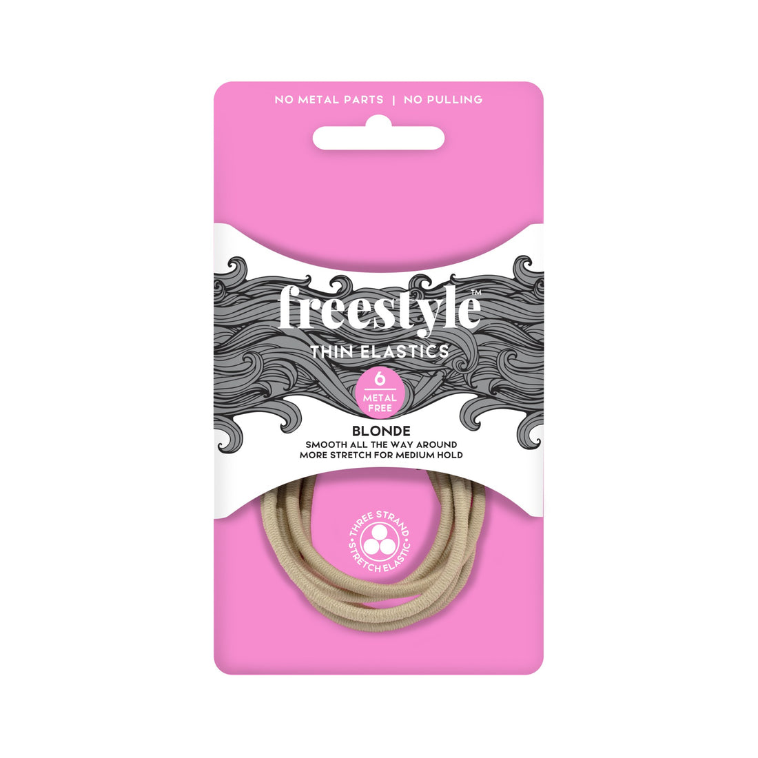 Freestyle Metal Free Thin Elastics 6 Pack- Blonde