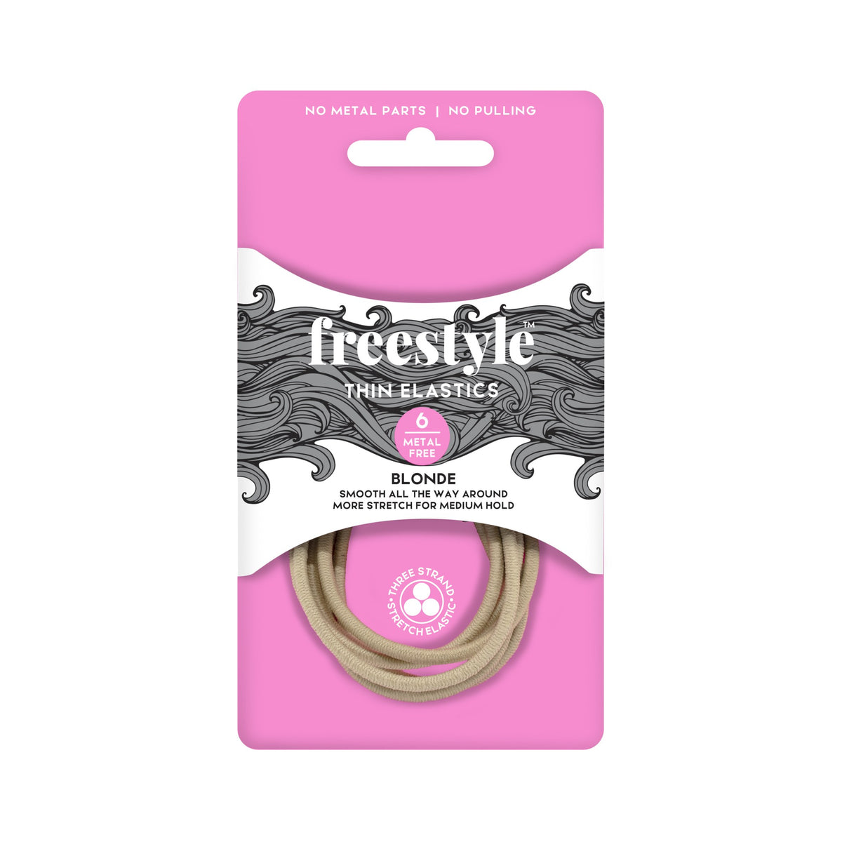 Freestyle Metal Free Thin Elastics 6 Pack- Blonde