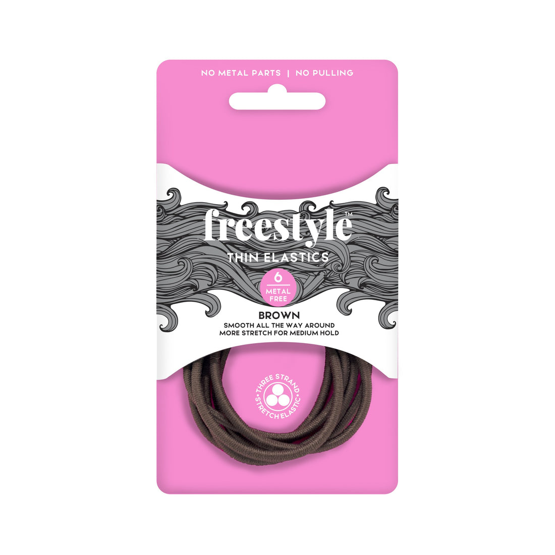 Freestyle Metal Free Thin Elastics 6 Pack - Brown