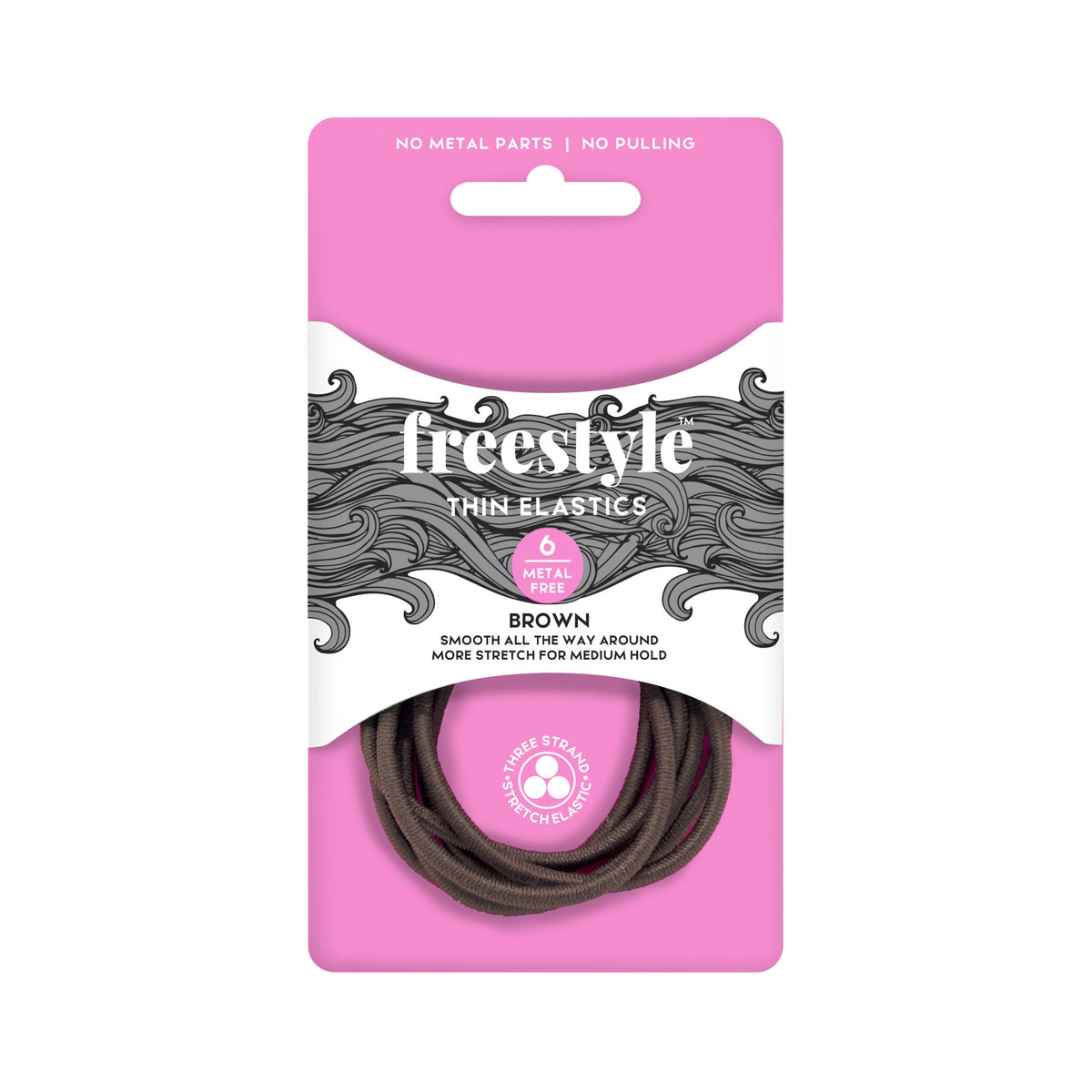 Freestyle Metal Free Thin Elastics 6 Pack - Brown