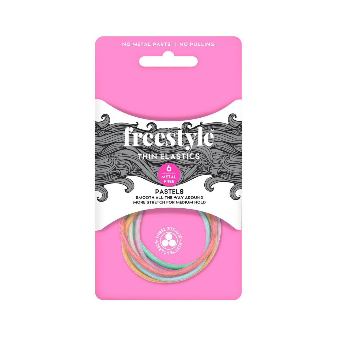 Freestyle Metal Free Thin Elastics 6 Pack- Pastels