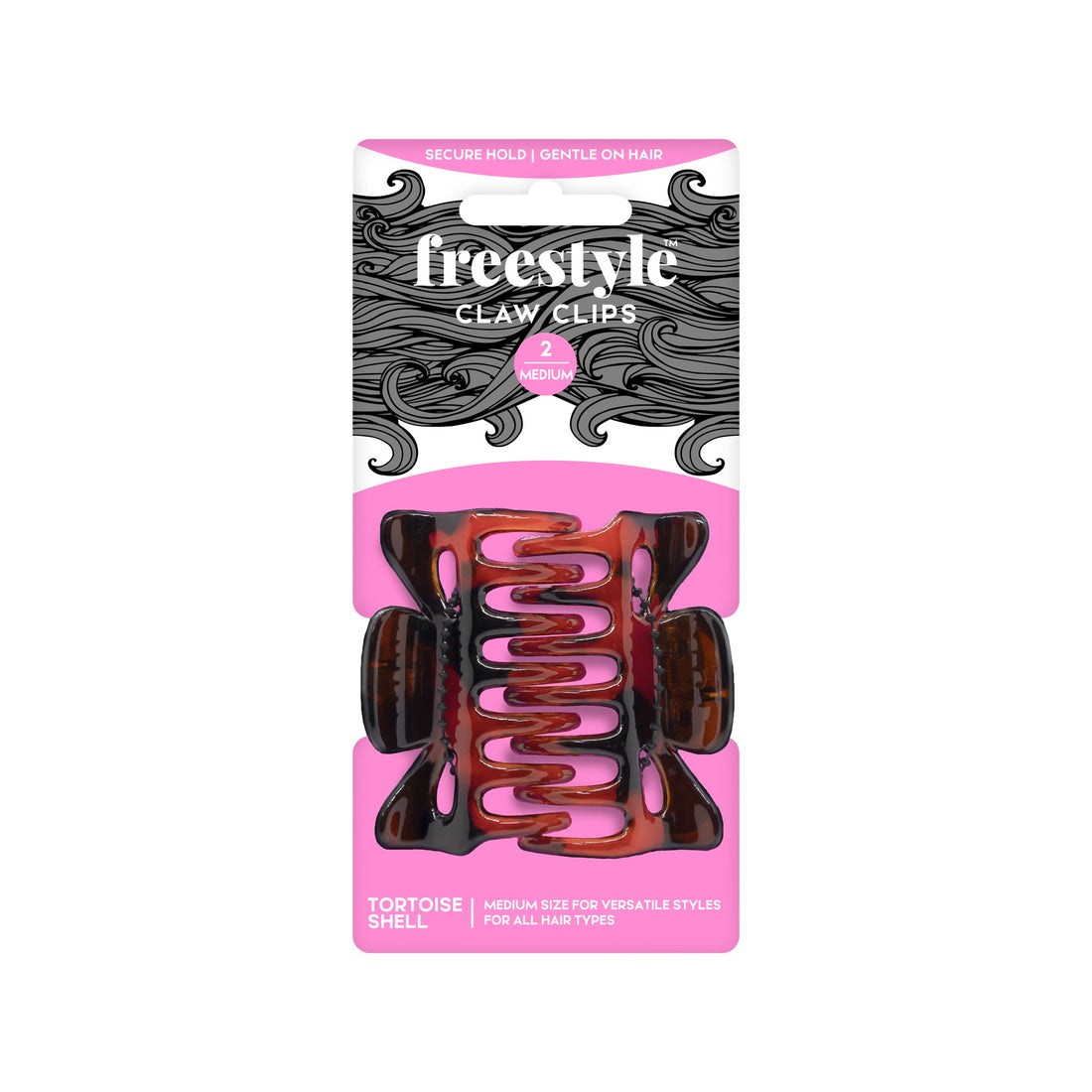 Freestyle Claw Clip Medium 2 Pack -Tortoise Shell Brown