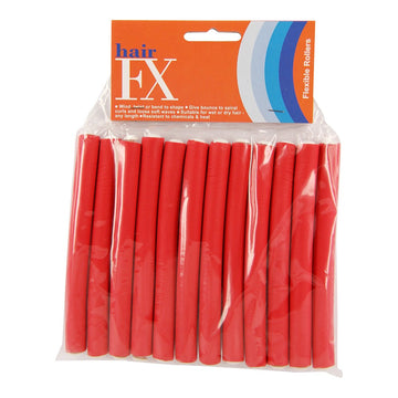 Hair FX Flexi Rods Short Red 12mm x 12cm