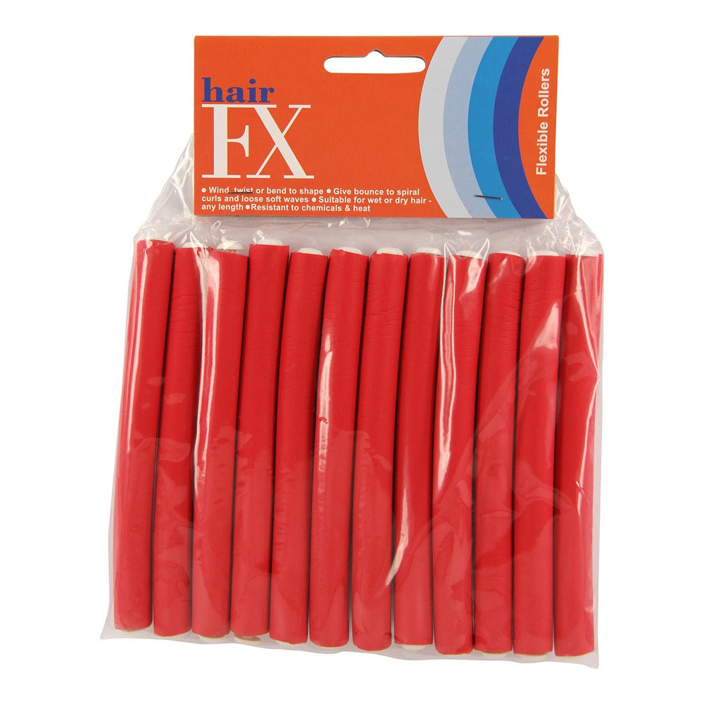 Hair FX Flexi Rods Medium Red 12mm x 18cm