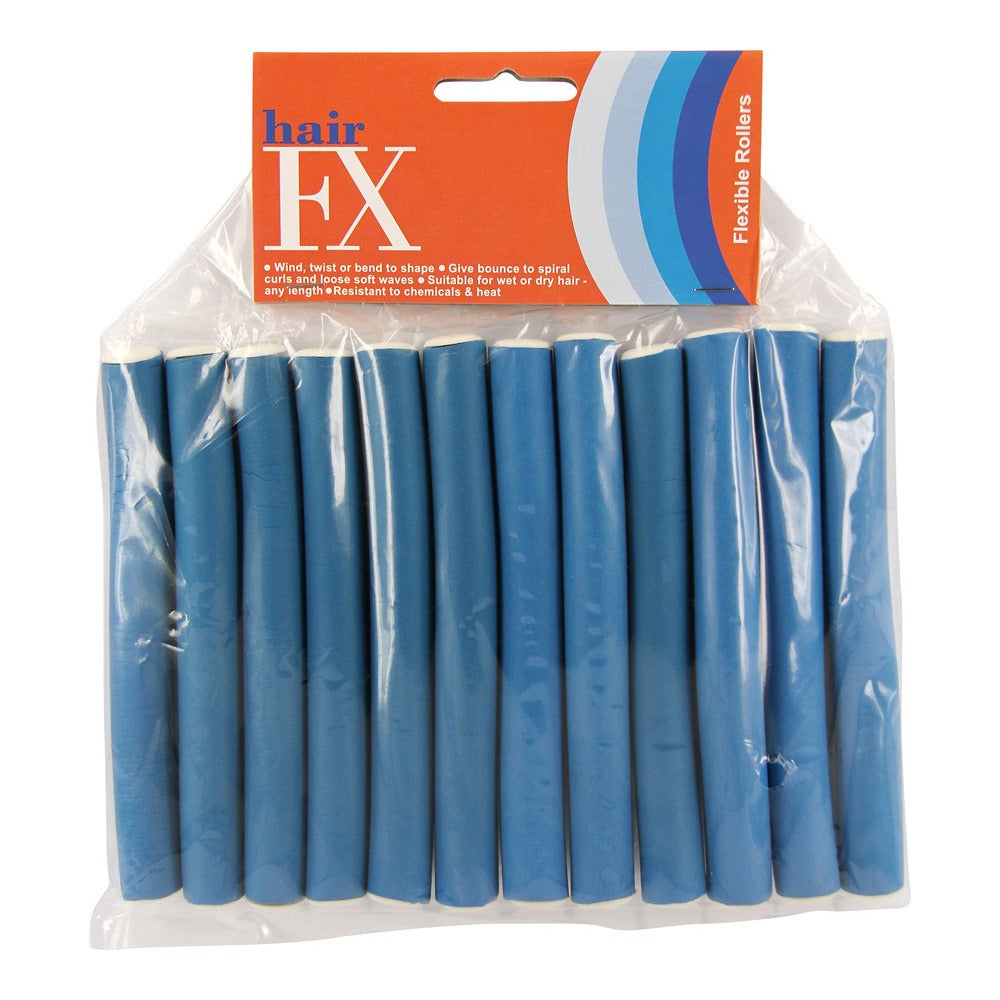 Hair FX Flexi Rods Short Blue 15mm x 12cm