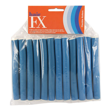 Hair FX Flexi Rods Short Blue 15mm x 12cm