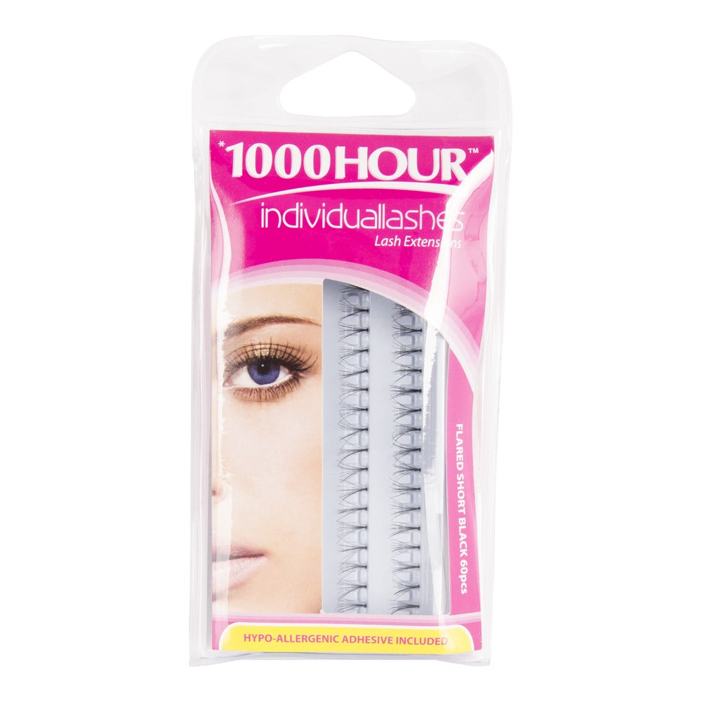 1000 Hour Individual Lashes - Black Flared Short 7mm #591