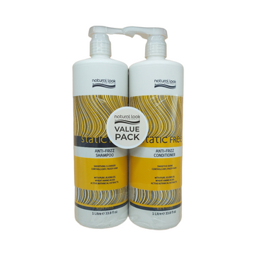 Natural Look Static Free Anti-Frizz Shampoo & Conditioner Duo 1L