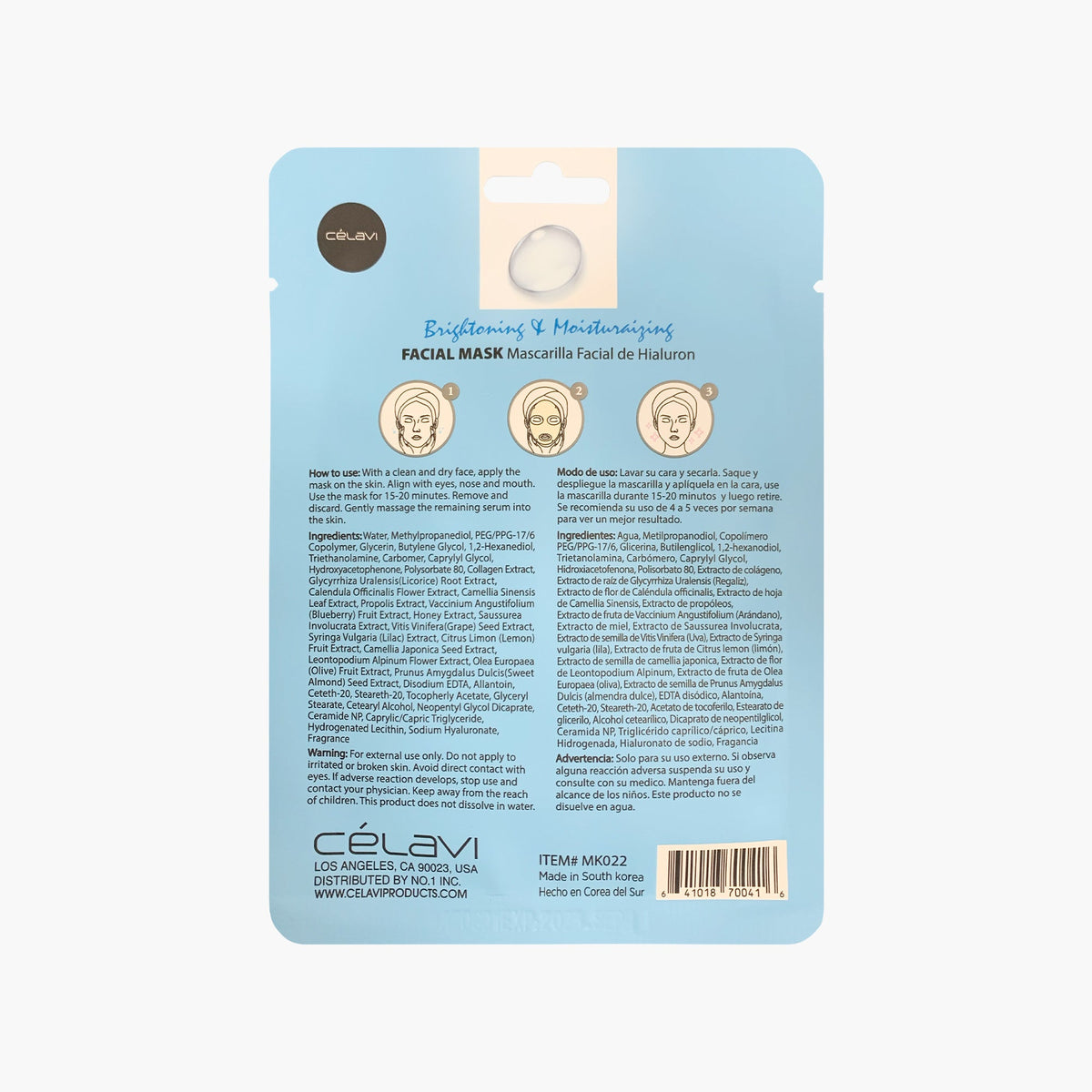 CELAVI Face Mask Pack HYALURONIC ACID 20g