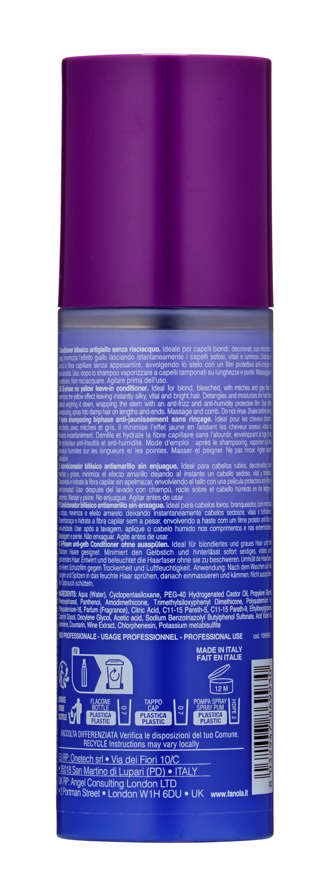 Fanola No Yellow Care Conditioner 2-Phase Potion 150ml