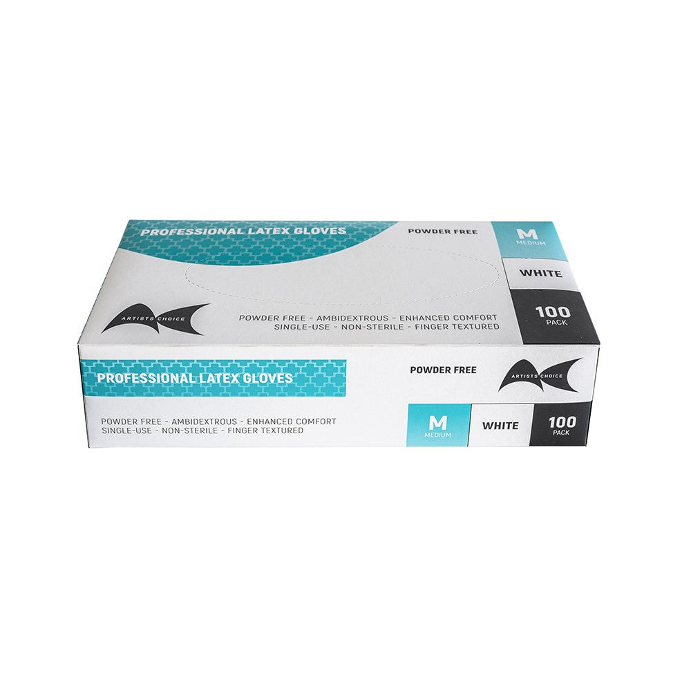 Artist Choice Powder free latex gloves - Medium 100pk