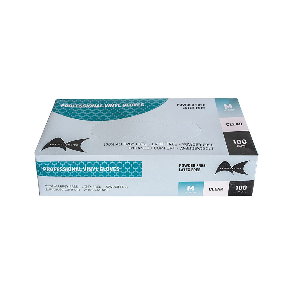 Artist Choice Powder free vinyl gloves - Medium 100pk