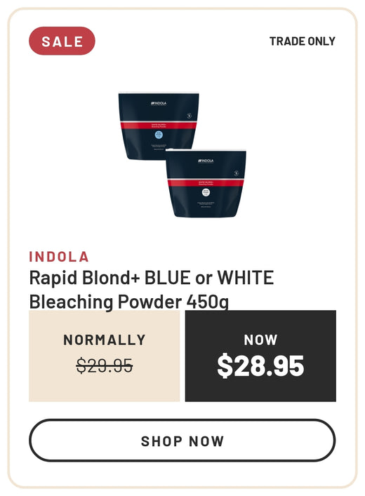 Sale: Indola Rapid Blond+ BLUE or WHITE Bleaching Powder 450g, Normally $29.95, Now $28.95, Trade Only