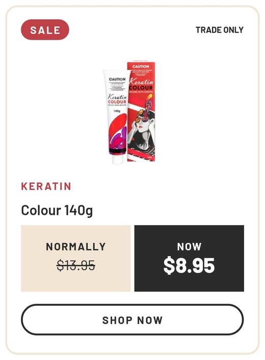 Sale: Keratin Colour 140g, Normally $13.95, Now $8.95, Trade Only