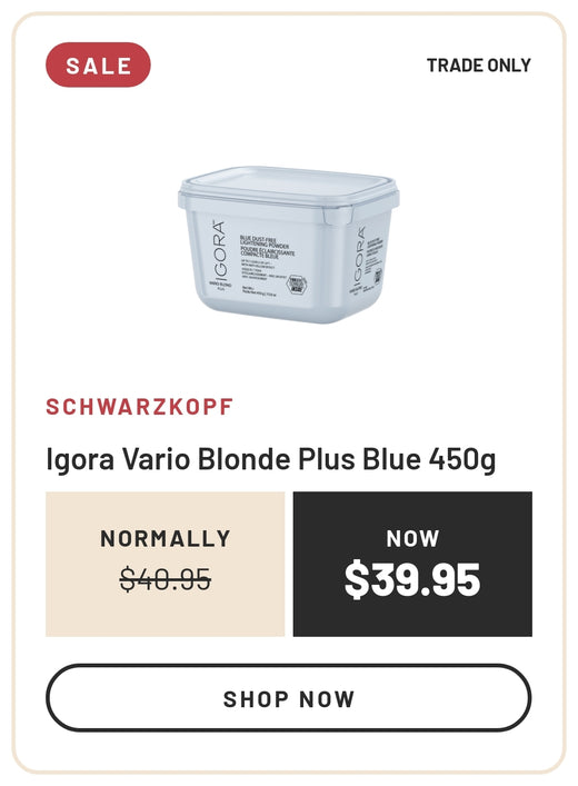Sale: Schwarzkopf Igora Vario Blonde Plus Blue 450g, Normally $40.95, Now $39.95, Trade Only