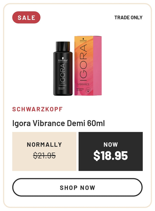 Sale: Schwarzkopf Igora Vibrance Demi 60ml, Normally $21.95, Now $18.95, Trade Only