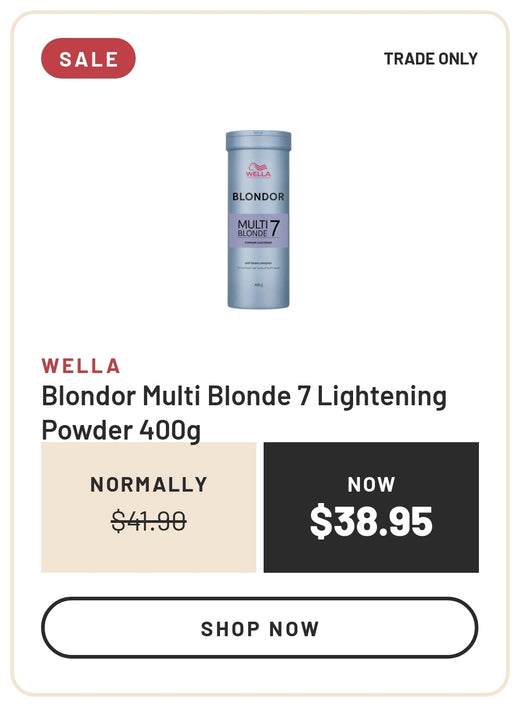 Sale: Wella Blondor Multi Blonde 7 Lightening Powder 400g, Normally $41.90, Now $38.95, Trade Only